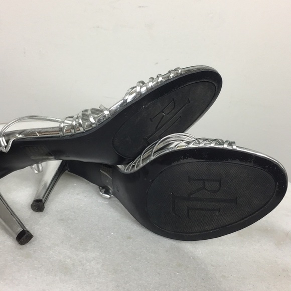 Lauren Ralph Lauren Strap Metallic Silver Heel 7.5 - Picture 5 of 6